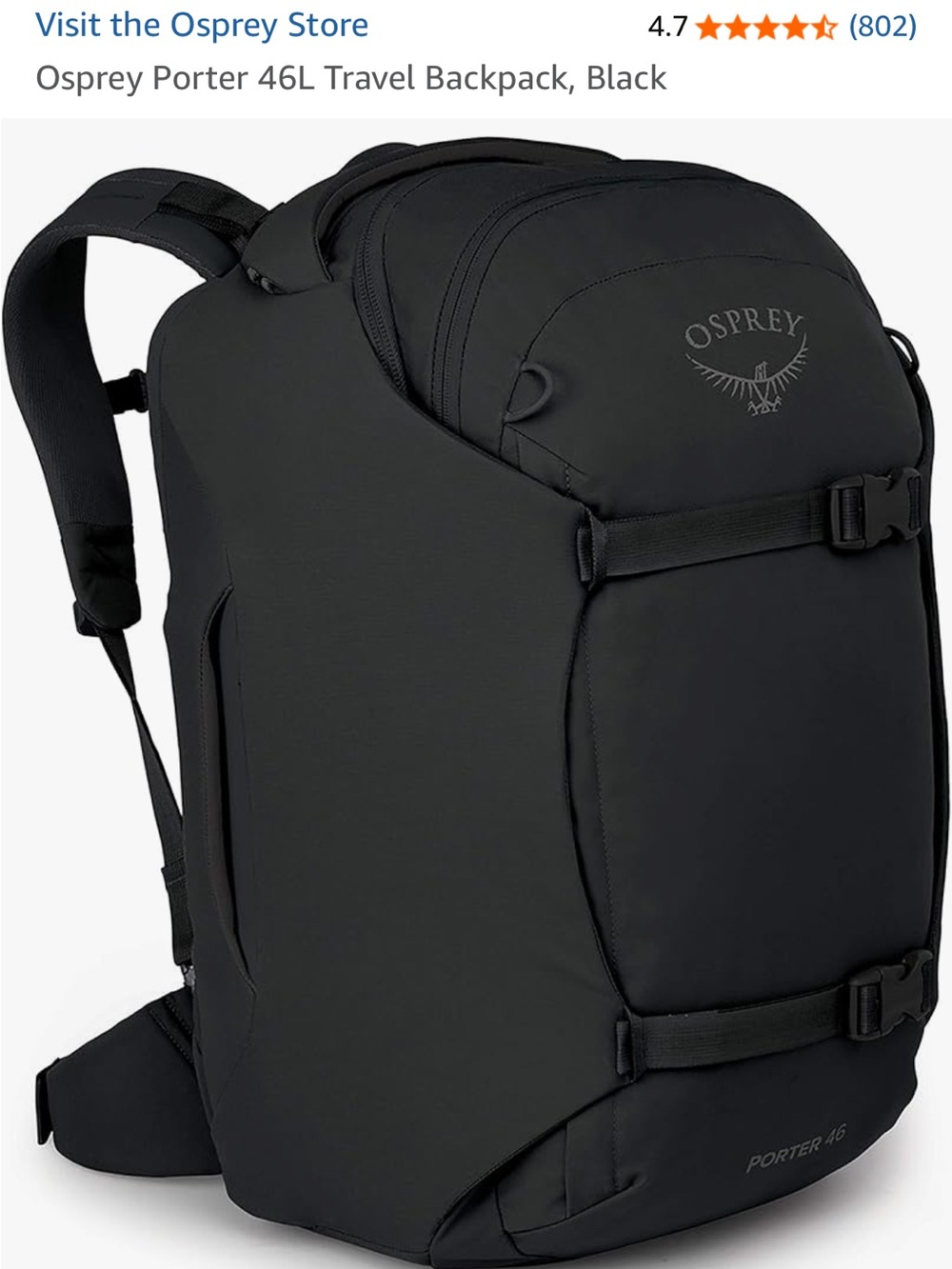 OSPREY Porter 46 Travel Backpack - Black